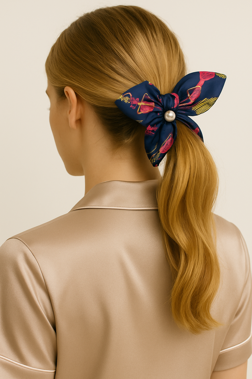 Chouchou en satin à motifs imprimés