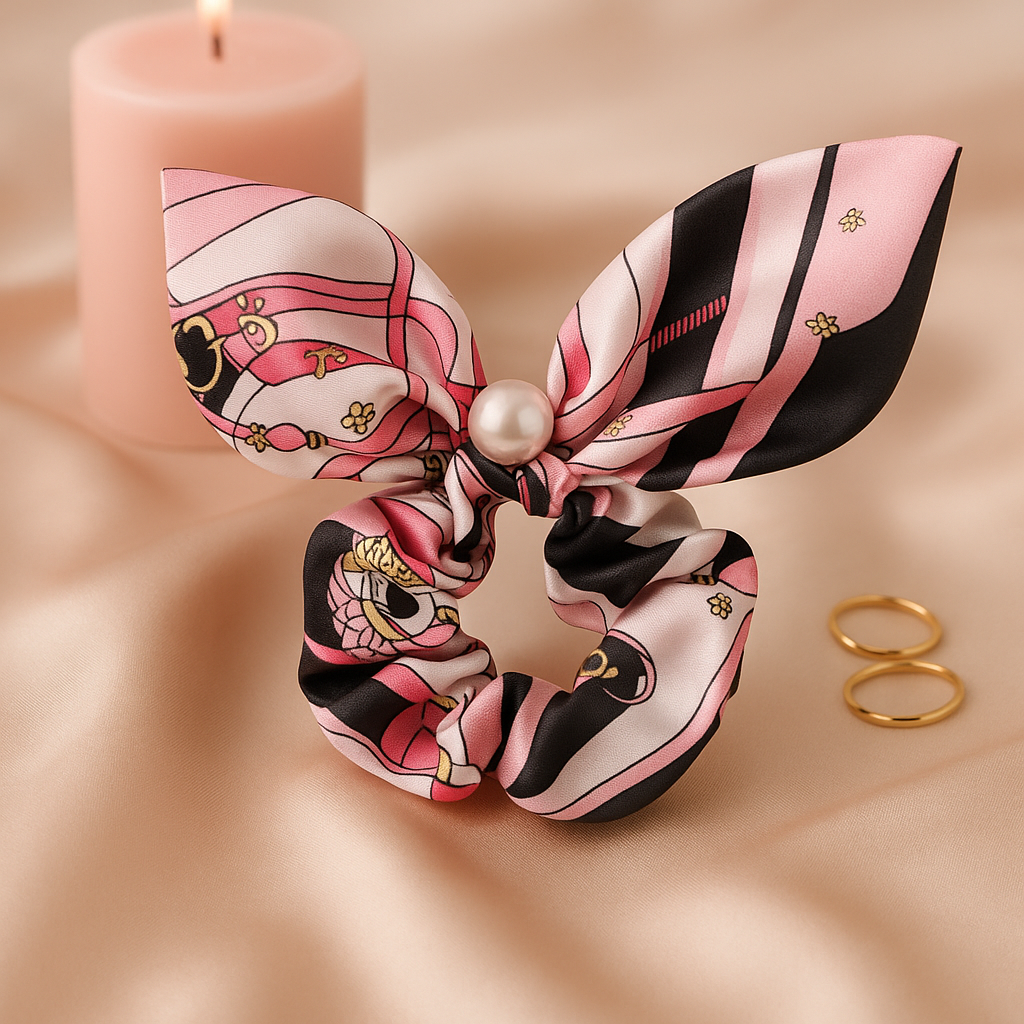 Chouchou en satin à motifs imprimés
