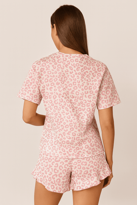 Nuit Féline Rose – Ensemble Pyjama