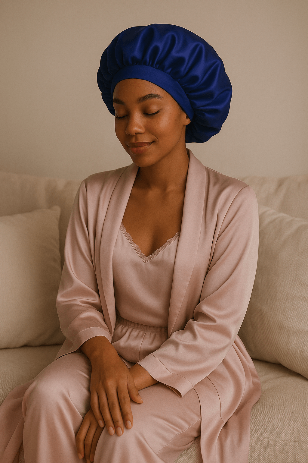 Bonnet en satin à bandeau