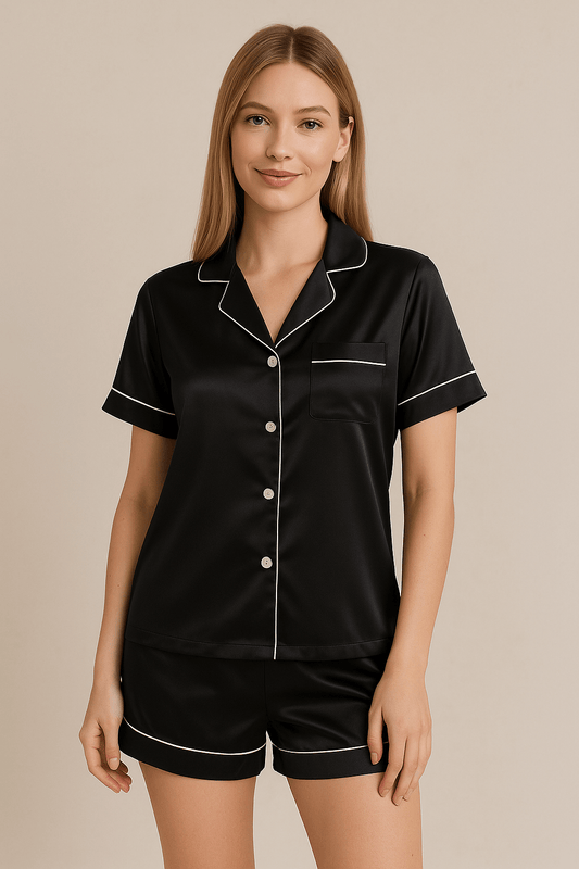 Pyjama en satin – manches courtes et short