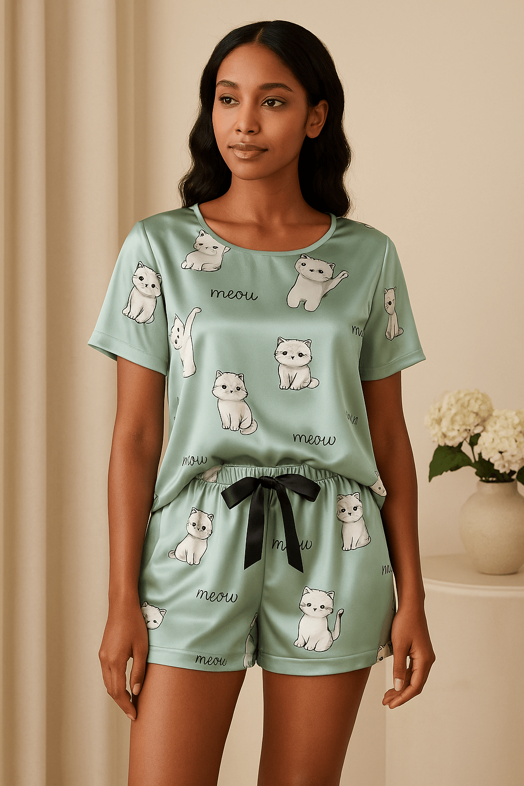 Pyjama en satin - Meow