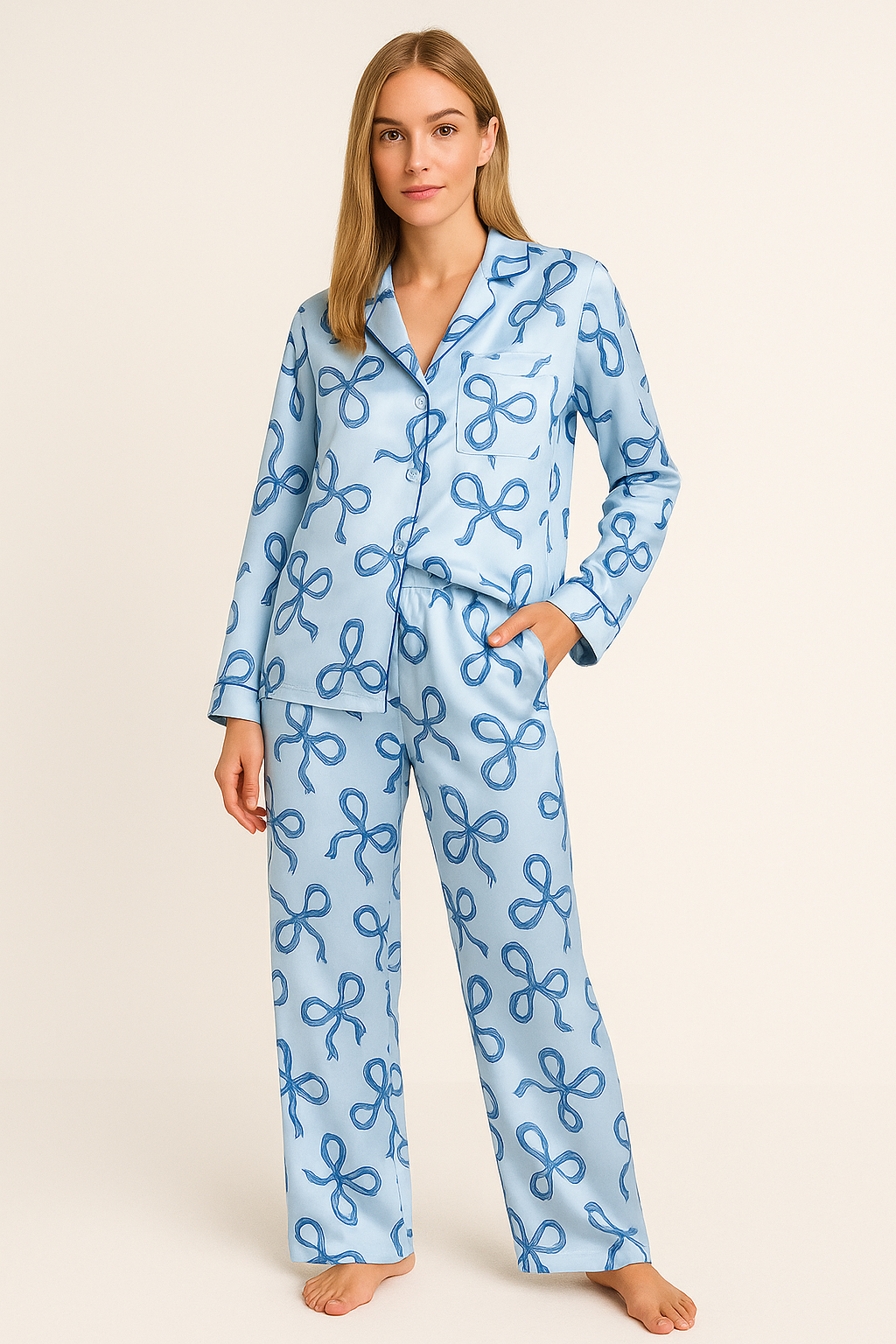 Pyjama en satin à motifs