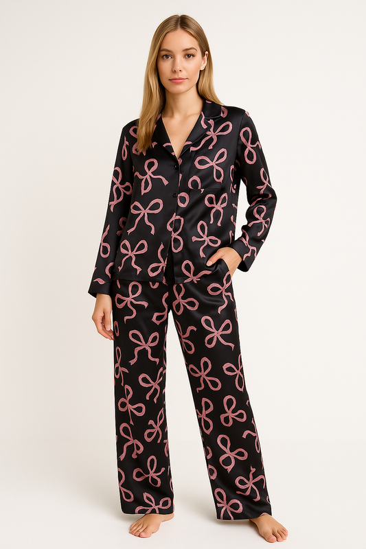 Pyjama en satin à motifs