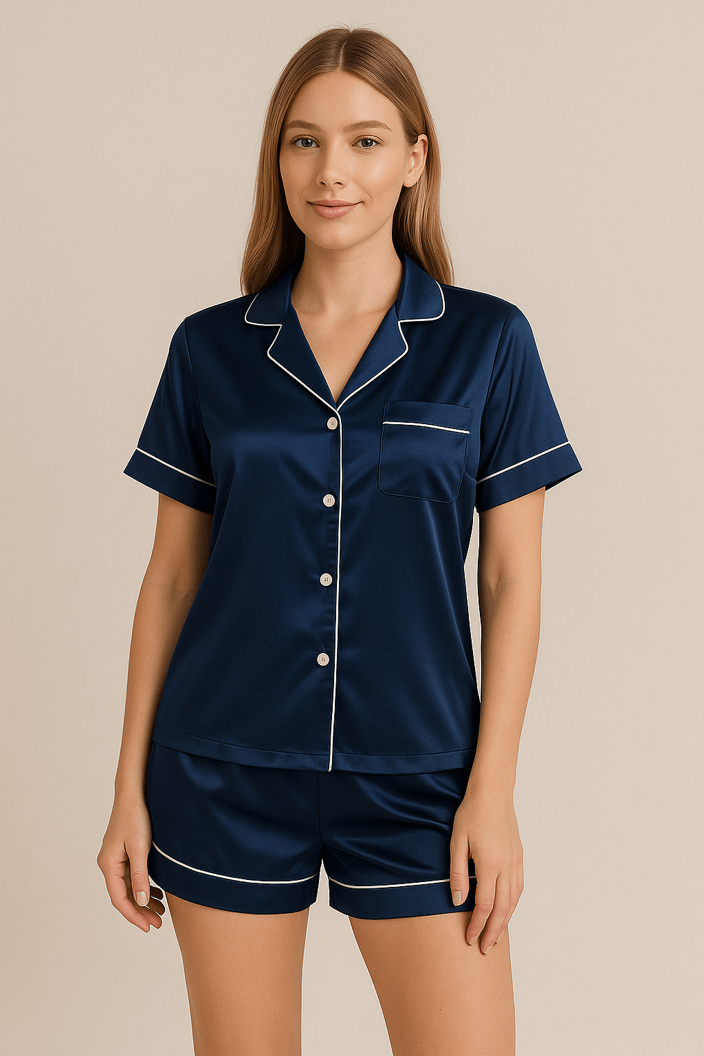 Pyjama en satin – manches courtes et short