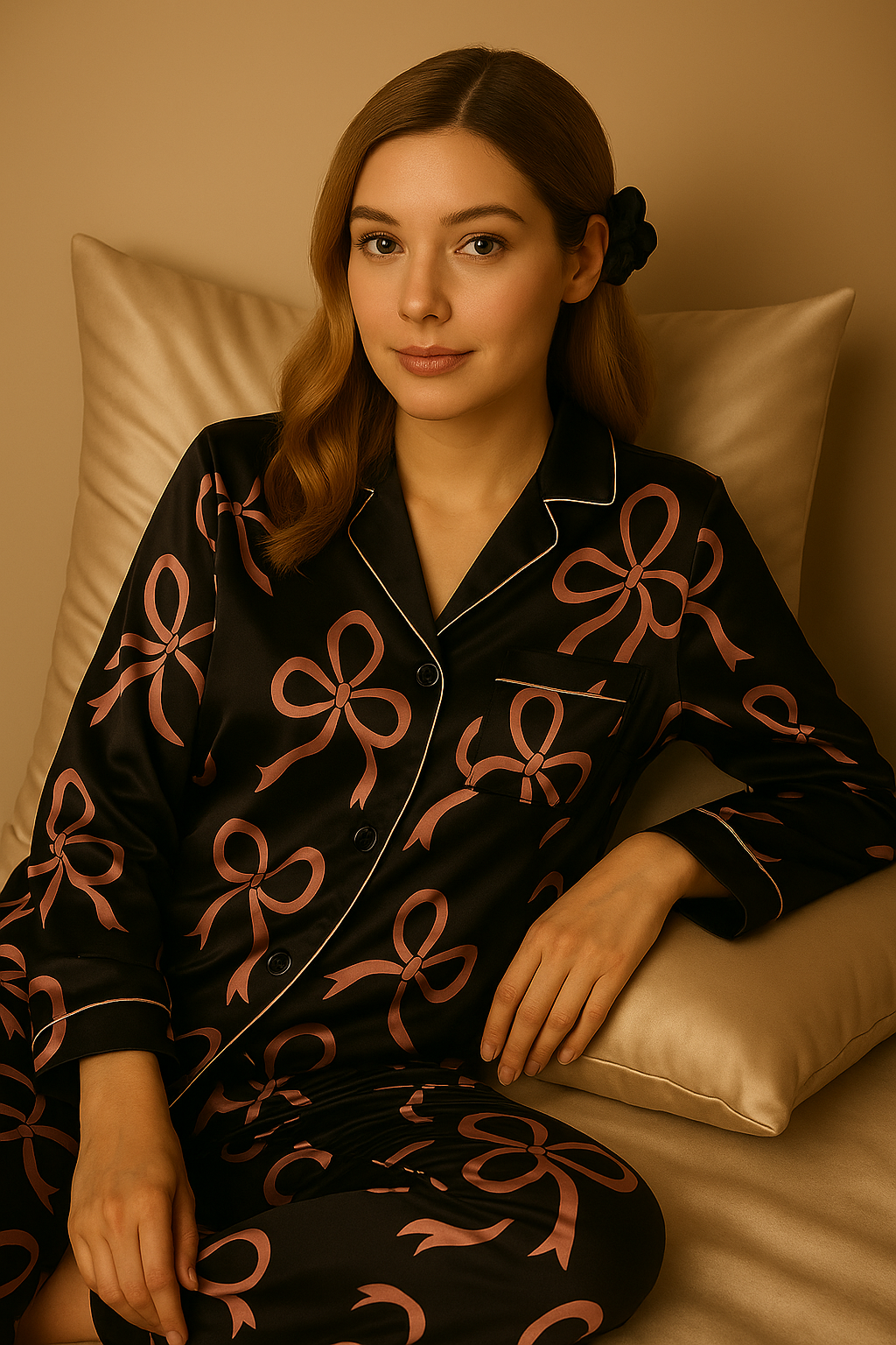 Pyjama en satin à motifs